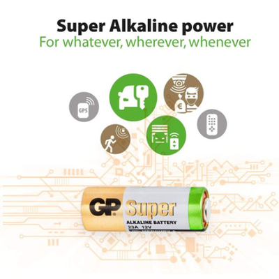 Батарейка щелочная GP 23A (MN21) Super Alkaline High Voltage, 12V, блистер. Для пультов. Цена за уп. 5 шт.