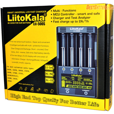 Зарядное устройство LiitoKala Lii-500S на 4 Ni-Mh, Ni-Cd и Li-ion аккумулятора с USB + Автоадаптер.