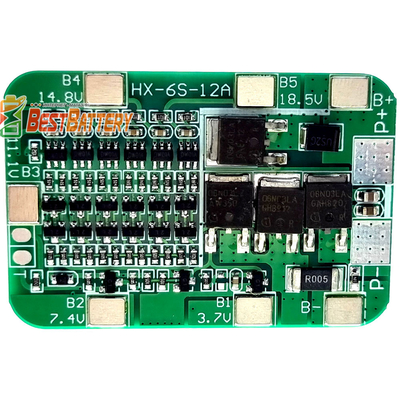 Плата захисту BMS 6S 15A 22,2В (25,2В) для Li-Ion акумуляторів (контролер заряду/розряду) з балансуванням. HX-6S-12A.