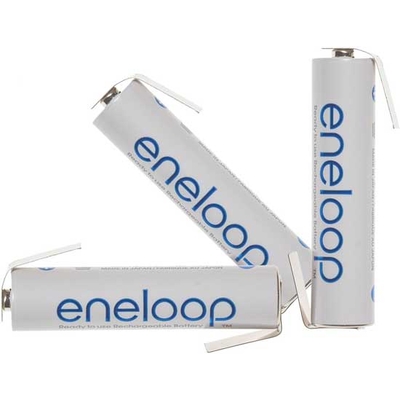 Минипальчиковые аккумуляторы Panasonic Eneloop 800 mAh (min 750 mAh) BK-4MCCE c лепестками (под пайку). Цена за 1 шт.