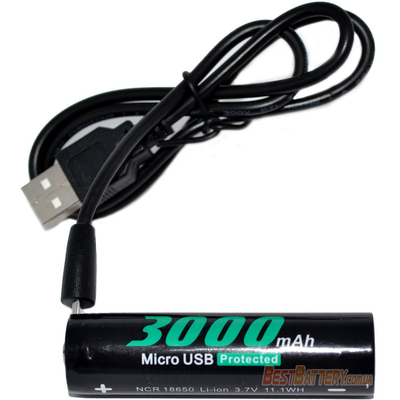 Аккумулятор 18650 Soshine USB 3000 mAh Li-Ion 3,7В со встроенным micro-USB портом для зарядки. Защищенный (Protected).