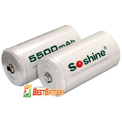 Акумулятор C (R14) Soshine 5500 mAh LSD, RTU (Ni-Mh). Низький саморозряд. Ціна за 1 шт.