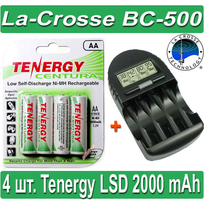 Комплект: La-Crosse BC-500 + 4 Tenergy Centura LSD 2000 mAh (AA).