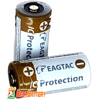 Акумулятор 16340 (CR123) EagTac 750 mAh, 3,7 В, 5А, Li-Ion. З платою захистом (Protected).