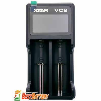 Зарядний пристрій XTar VC2 для Li-Ion (IMR, INR, ICR) акумуляторів, універсальний, 2 канали, USB, LCD дисплей.