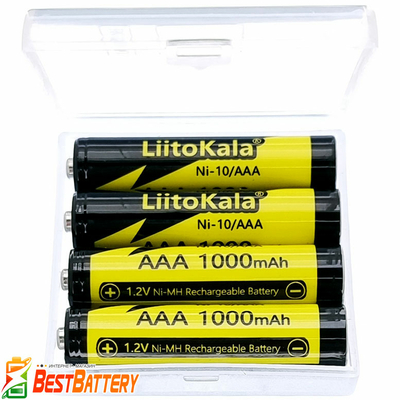 Акумулятори AAA Liitokala Ni-10 1000 mAh 4 шт. у Боксі, Ni-Mh, 1.2V. LSD, RTU. Ціна за уп. 4 шт.