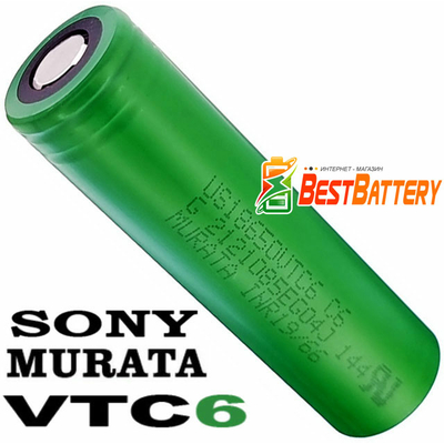 Аккумулятор 18650 Sony / Murata US18650 VTC6 3120 mAh, Li-Ion 3.7В. Высокотоковый - 30А (80A). Оригинал.