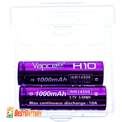 Аккумулятор 14500 (AA) Vapcell H10 1000 mAh Li-Ion INR 3.7В, без защиты. Высокотоковый - 10А. Реальная ёмкость.