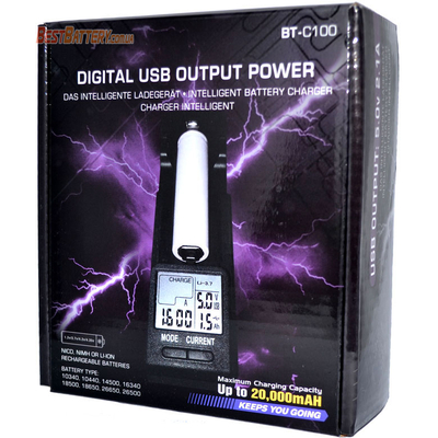 Зарядное устройство Opus BT C100 для Ni-Cd, Ni-Mh, Li-Ion и LiFePO4 аккумуляторов с Power Bank + блок питания. Ток 2А.