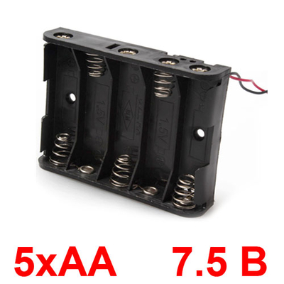 Держатель (холдер) с контактами на 5 аккумуляторов / 5 батареек AA с последовательным соединением (7.5V).
