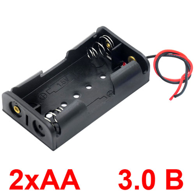 Утримувач (холдер) з контактами на 2 акумулятори / 2 батареї AA з послідовним з'єднанням (3.0V).