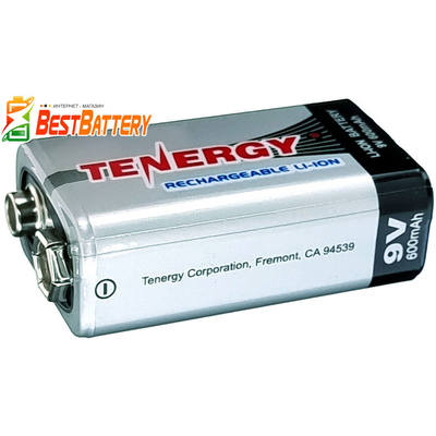 Аккумулятор Крона Tenergy 9V 600 mAh Li-Ion с высокой ёмкостью, LSD. USA качество!