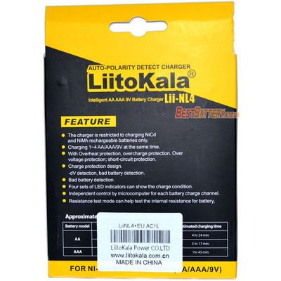 Зарядное устройство Liitokala Lii-NL4 для пальчиковых, минипальчиковых аккумуляторов и аккумуляторов Крона.