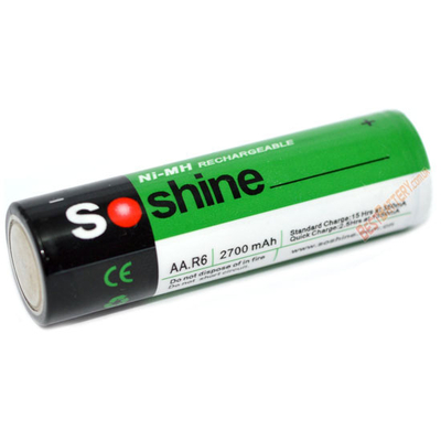АА аккумуляторы Soshine 2700 mAh поштучно, повышенная ёмкость для энергоёмких устройств. Цена за 1 шт.