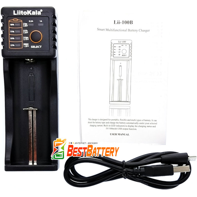 Зарядний пристрій LiitoKala Lii-100B для Li-Ion, LiFePO4, Ni-Mh/Ni-Cd АКБ. USB. Універсальна. Оригінал.