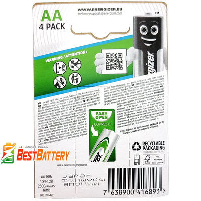 Акумулятори АА Energizer 2300 mAh Recharge Extreme у блістері, Ni-Mh, LSD, RTU. Японія! Ціна за уп. 4 шт.