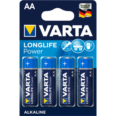 Пальчикові лужні батареї Varta Longlife Power АА/LR6 (4906), 1.5В. Ціна за уп. 4 шт. Alkaline.