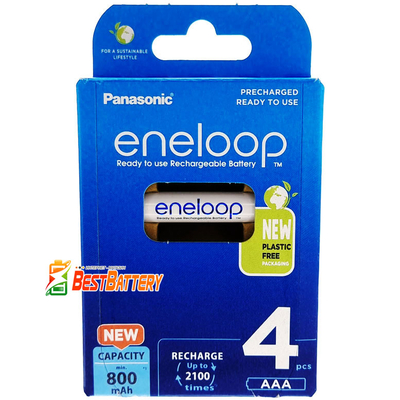 Аккумуляторы ААА Panasonic Eneloop 800 mAh (min 800 mAh) BK-4MCDE/4BE Eco Box. 2100 Циклов! Цена за уп. 4 шт.