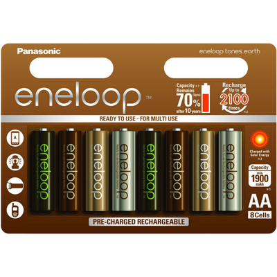 АА аккумуляторы Panasonic Eneloop Earth 2000 mAh (min 1900 mAh) BK-3MCCE/8UE. Цена за уп. 8 шт.