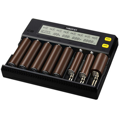 Универсальное зарядное устройство Miboxer C8 на 8 аккумуляторов. Универсальное для Ni-Mh, Li-Ion, LiFePO4.
