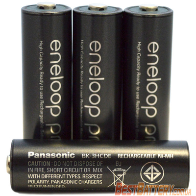 Пальчиковые аккумуляторы Panasonic Eneloop Pro 2600 mAh (min. 2500 mAh) АА (BK-3HCDE) поштучно. Цена за 1 шт.
