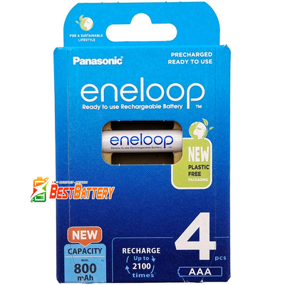 Акумулятори AAA Panasonic Eneloop 800 mAh (min 800 mAh) BK-4MCDE/4BE Eco Box. 2100 Циклів! Ціна за уп. 4 шт.