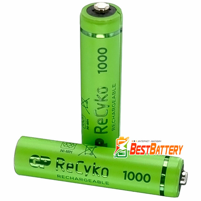 Аккумуляторы ААA GP ReCyko 950 mAh Rechargeable 1000 Series Поштучно. Ni-Mh, LSD, RTU. Цена за 1 шт.