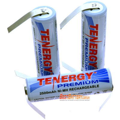 Пальчиковые аккумуляторы Tenergy Premium 2500 mAh АА с лепестками под пайку. Цена за 1 шт.