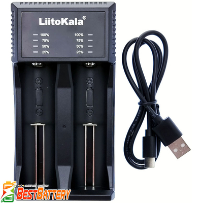 Зарядний пристрій LiitoKala Lii-C2 для Li-Ion, Ni-Mh/Ni-Cd АКБ. Універсальне, USB-C, LED, 2 канали, Струм 2А.