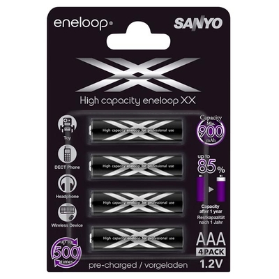 Sanyo Eneloop XX 950 mAh (HR-4UWXB) - аккумуляторы XX серии в минипальчиковом формате.