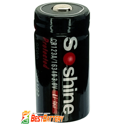 Аккумулятор Soshine 16340 700mAh 3.0V Li-Ion (RCR123). С защитой (Protected). 16340-3.0-700