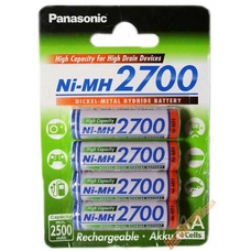 Panasonic 2700 mAh (BK-3HGAE) в блистере. Высокоёмкие. (AA). Цена за уп. 4 шт.