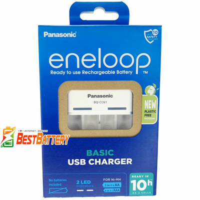 Зарядний пристрій Panasonic BQ-CC61E USB USB Charger Eco Box. USB зарядне для АА та ААА на 4 канали.