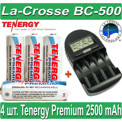 Комплект: La-Crosse BC-500 + 4 Tenergy Premium 2500 mAh (AA).