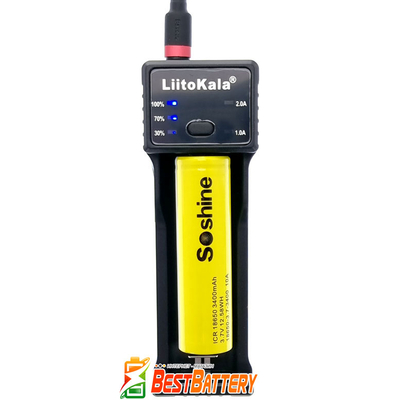 Зарядное устройство LiitoKala Lii-100C для Li-Ion, Ni-Mh/Ni-Cd АКБ. Универсальное, USB, LED, Power Bank, 1 канал.