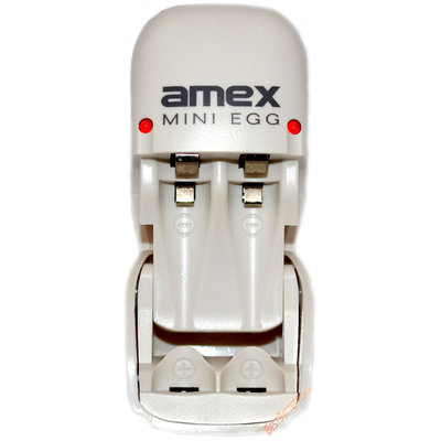 Зарядное устройство Amex Mini Egg на 2 аккумулятора (АА/ААА). Заряжает Ni-Mh и Ni-Cd.