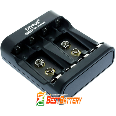 Зарядний пристрій DLY Full U4-9V для АА, ААА, Крона, Ni-Mh/Ni-Cd акумуляторів із USB.
