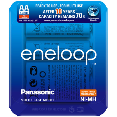 Panasonic Eneloop AA 2000 mAh (min 1900 mAh) BK-3MCCE 4LE Sliding Pack, 4-е поколение  Цена за уп. 4 шт.
