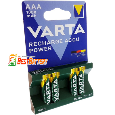 Varta Pro 1000 mAh Recharge Accu Power в блистере. ААА аккумуляторы Varta повышенной ёмкости. RTU.