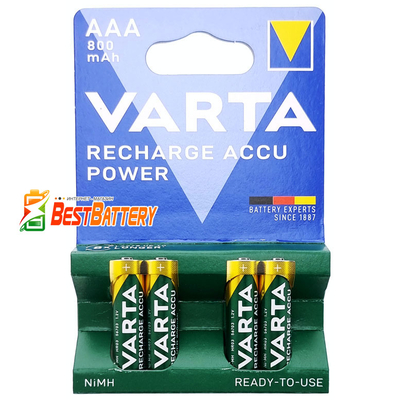Varta 800 mAh Recharge Accu Power у блістері. Мініпальчікові акумулятори Varta.