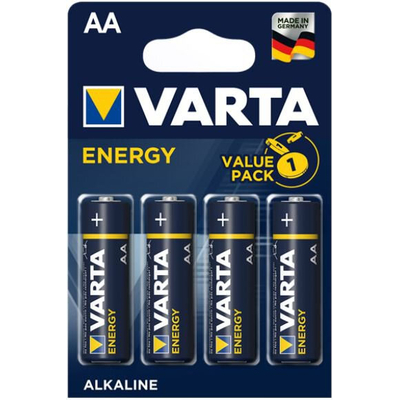 Пальчиковые щелочные батарейки Varta Energy АА / LR6 (4106), 1.5В. Цена за уп. 4 шт. Alkaline.