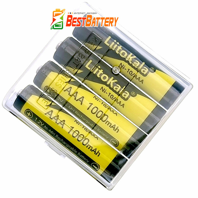 Акумулятори AAA Liitokala Ni-10 1000 mAh 4 шт. у Боксі, Ni-Mh, 1.2V. LSD, RTU. Ціна за уп. 4 шт.