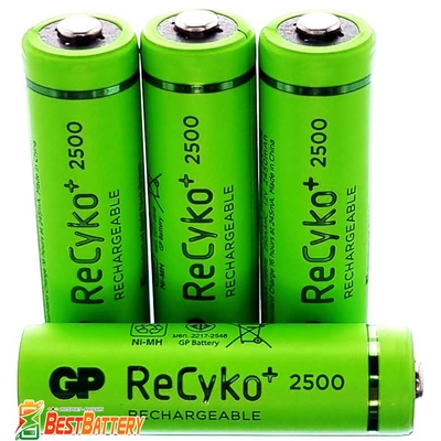 Аккумуляторы АА GP ReCyko+ 2500, 2450 mAh 4 шт. в боксе. Ni-Mh, RTU. Цена за уп. 4 шт.