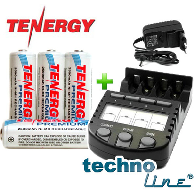 Зарядное устройство Technoline BC-700 и 4 пальчиковых аккумулятора Tenergy Premium 2500 mAh.