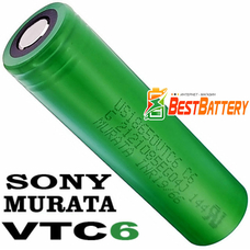 Акумулятор 18650 Sony/Murata US18650 VTC6 3120 mAh, Li-Ion 3.7В. Високострумовий - 30А (80A). Оригінал - JAPAN.