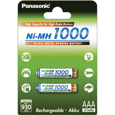 Минипальчиковые ААА аккумуляторы Panasonic 1000 mAh (min 930 mAh) BK 4HGAE в блистере. Япония. Цена за уп. 2 шт.