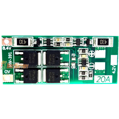 Плата защиты BMS 2S 20A 7,4V (8,4V) для Li-Ion аккумуляторов (контроллер заряда/разряда) с балансировкой (HW-391).