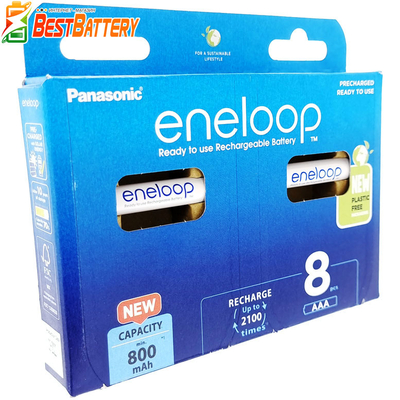 Аккумуляторы ААА Panasonic Eneloop 800 mAh (min 800 mAh) BK-4MCDE/8BE Eco Box. 2100 Циклов! Цена за уп. 8 шт.