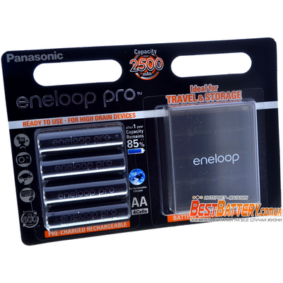 Panasonic Eneloop Pro 2600 mAh (min 2500 mAh) BK-3HCDE 4BE, упаковка - блистер + фирменный бокс. Цена за уп. 4 шт. + Бокс.