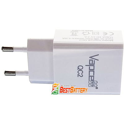Блок живлення USB Vapcell QC2 на 2 виходи USB, 2A. Для зарядних пристроїв Liitokala, Nitecore, X-Tar та ін.
